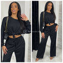 Übergroßes Set aus langärmligem Käsetuch mit weitem Bein