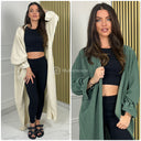 Corduroy Long Cardigan Puff Sleeves