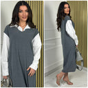 Corduroy One Piece Blouse Dress