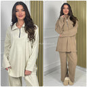 Corduroy Zipper Wide Leg Set