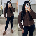 Crop Cardigan Pockets 3 Golden Buttons