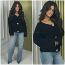 Crop Cardigan Pockets 3 Golden Buttons