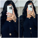 Crop Cardigan Pockets 3 Golden Buttons