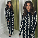 Knitwear Maxi Dress Curved Line Print 23198