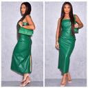 Leather strapless dress back split