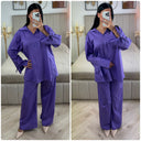 2pcs Set V Neck Slit Sleeve Tie Detail + Wide Leg