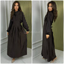 Satin Maxi Plissierter Taillengürtel mit Bindedetail