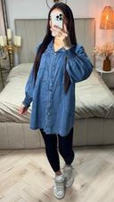 Denim Blouse Dress Sleeve Detail