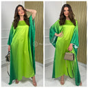 Multicolor Oversized Satin Dress Butterfly Sleeves