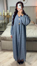 Double Golden Button V Neck Kimono LinnenEffect