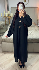 Double Golden Button V Neck Kimono LinnenEffect