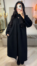 Double Golden Buttons Sleeve Detail Split Maxi Coat