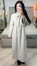 Double Golden Buttons Sleeve Detail Split Maxi Coat