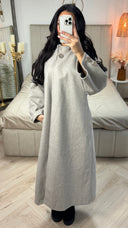 Double Golden Buttons Sleeve Detail Split Maxi Coat