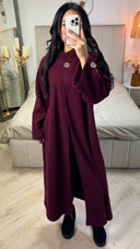 Double Golden Buttons Sleeve Detail Split Maxi Coat