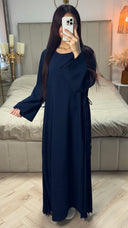 Double Sided Tie Belt Pleated Dress