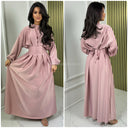 Satin Maxi Plissierter Taillengürtel mit Bindedetail