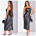 Koop trendy leren strapless jurk. Koop je klassieke kleding voor dames in Rotterdam.