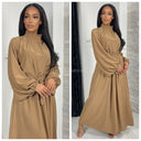 Elegant Maxi Tie Belt Collar Detail