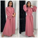 Elegant Maxi Tie Belt Collar Detail