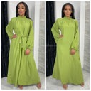 Elegant Maxi Tie Belt Collar Detail