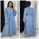 Elegant Maxi Tie Belt Collar Detail