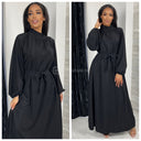 Elegant Maxi Tie Belt Collar Detail