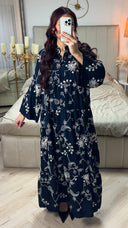 Embroidery Flower Print Maxi Pleated Dress