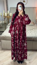 Embroidery Flower Print Maxi Pleated Dress