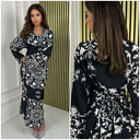 Kleid mit Blumendruck und überkreuzten Schnürsenkeln an der Taille