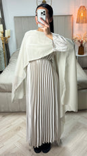 Pleated Satin Dress Integrated Shawl