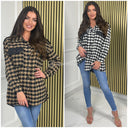 Shacket Famous Print Leather Pockets