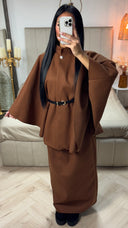 Oversized Belt Poncho + Skirt Set