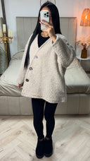 Oversized Teddy Coat 3 Golden Buttons