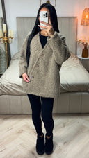 Oversized Teddy Coat 3 Golden Buttons