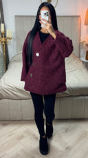 Oversized Teddy Coat 3 Golden Buttons