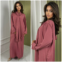 Glänzendes Kopftuchkleid Abaya mit goldenen Nähten