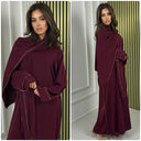 Glänzendes Kopftuchkleid Abaya mit goldenen Nähten