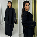 Glänzendes Kopftuchkleid Abaya mit goldenen Nähten