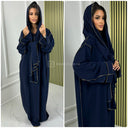 Glänzendes Kopftuchkleid Abaya mit goldenen Nähten