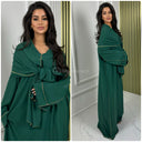 Glänzendes Kopftuchkleid Abaya mit goldenen Nähten
