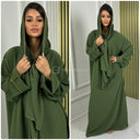 Glänzendes Kopftuchkleid Abaya mit goldenen Nähten