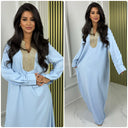 Maxikleid mit V-Ausschnitt und goldener Stickerei M5177