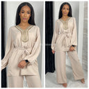 Golden Embroidered Tie Belt Set 5211