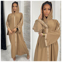 Headscarf Abaya Golden Embroidery Sleeves And Mid Stripe