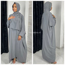 Superübergroße Glanz-Abaya mit Kopftuch, MADE IN ITALY