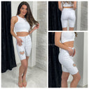 Premium Quality Stretch Jeans Shorts Heart Cut Out Stones 77351