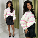 Hearts Sweater Puff Sleeves