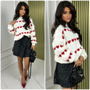 Hearts Sweater Puff Sleeves