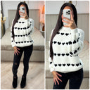 Hearts Sweater Puff Sleeves